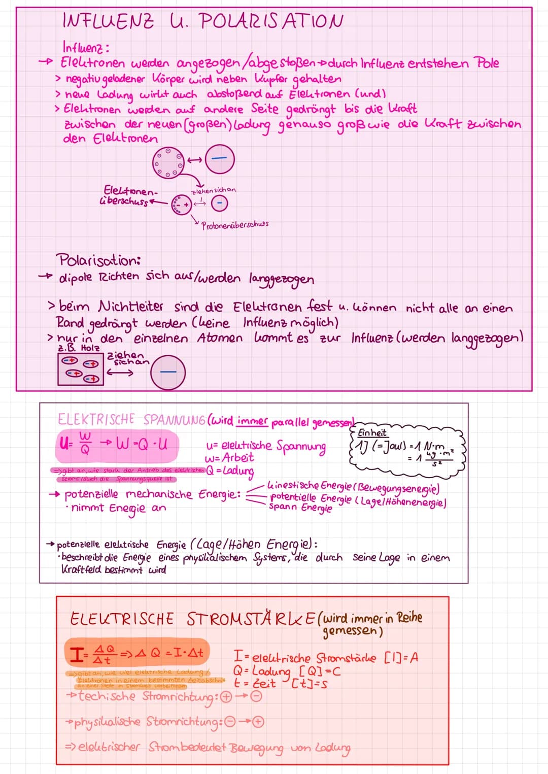 PHYSIKKLAUSUR
LADUNG
-physikalische Größe
-Elektron besitzt kleinste
vorkommende Ladung
-auch Elementarladung
Ladung: Q Einheit: 1C (Coulomb