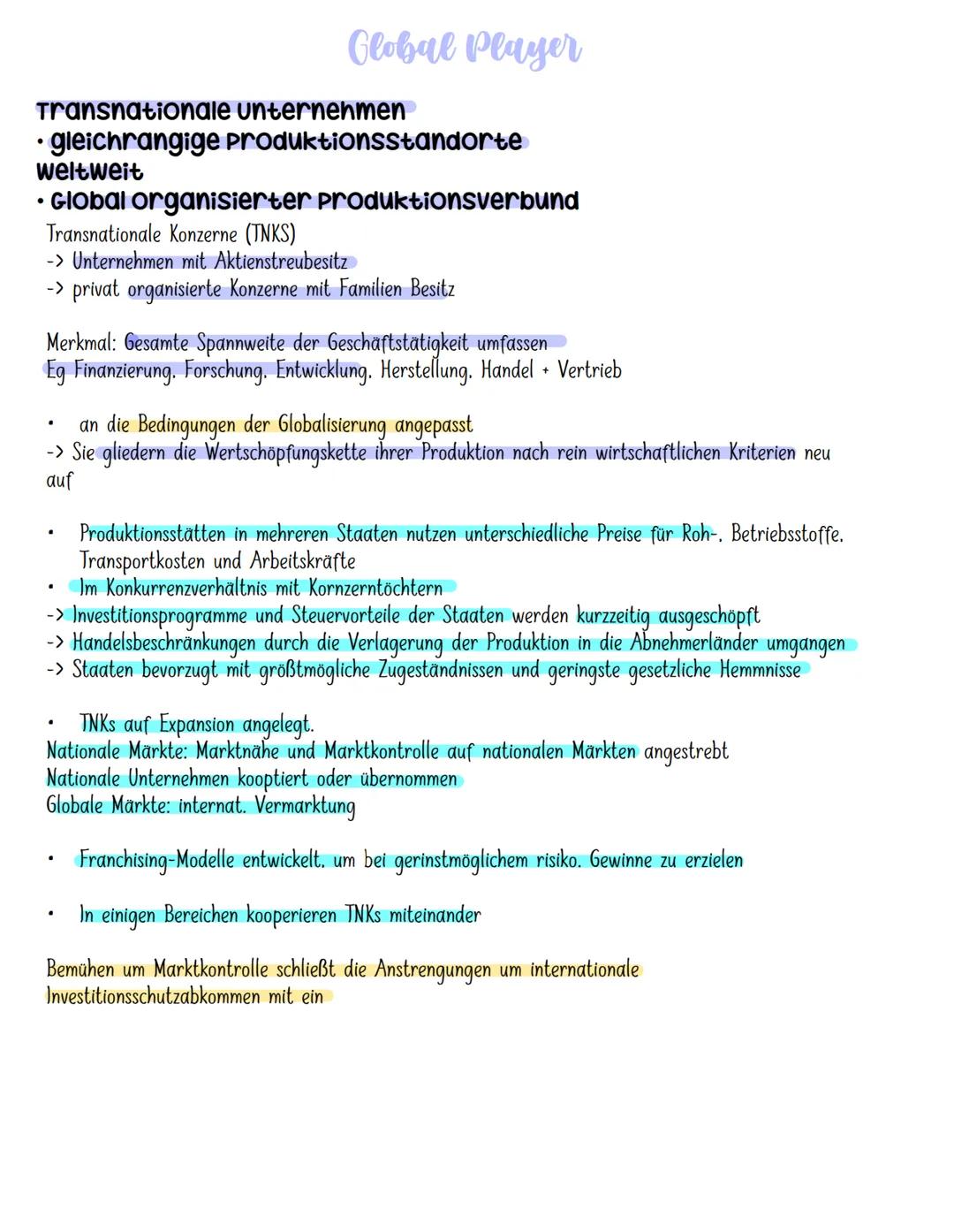 ·
Ökonomische Globalisierung
entsteht auf d. Basis globaler Produktions- und Lieferketten sowie globaler Güter-. Arbeits-
und Finanzmärkten
