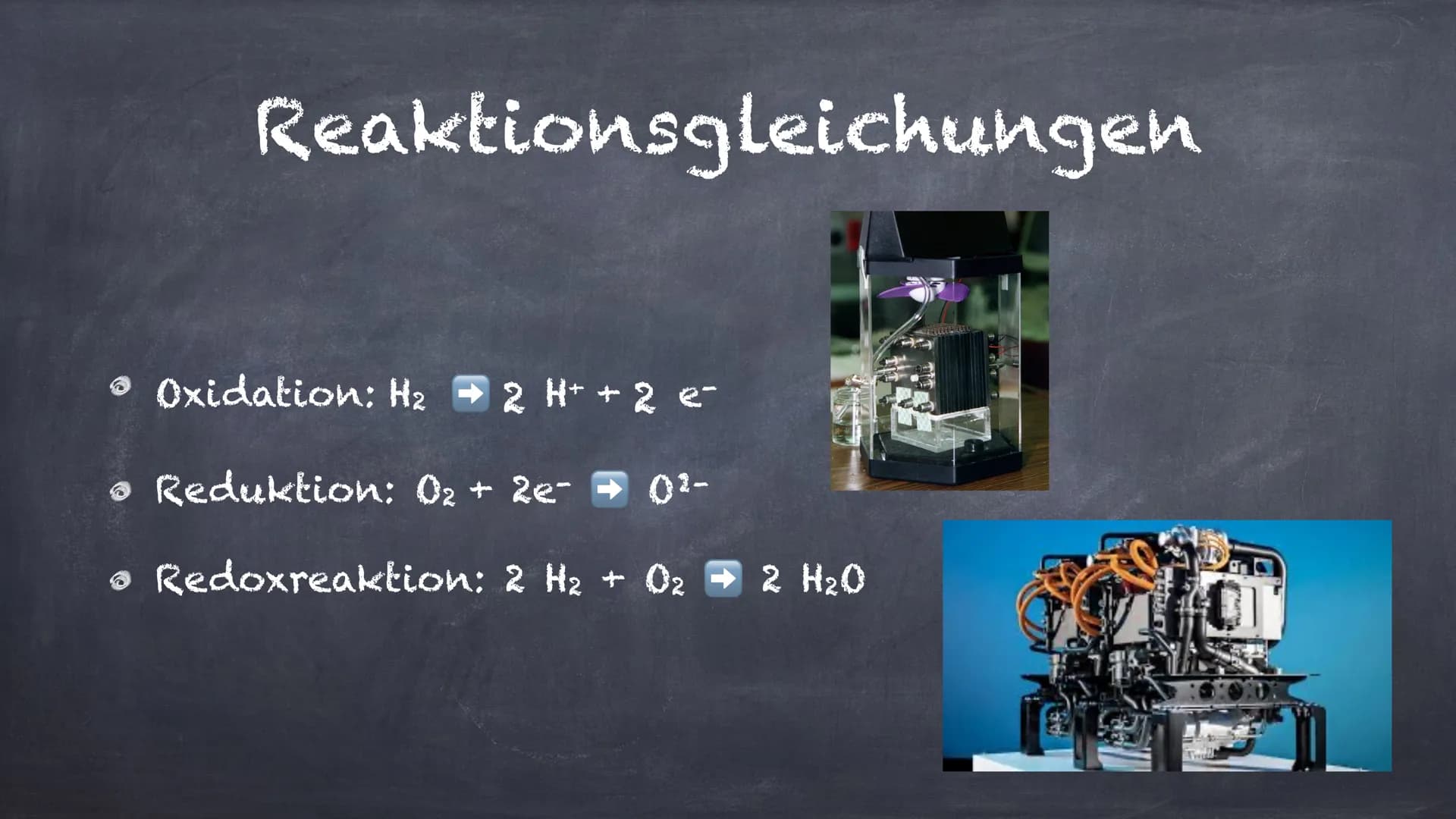 Aufbau
Die Brennstoffzelle
Funktionsweise
Reaktionsgleichung
Sonstiges
Verwendung
Vor-/ Nachteile Anode
→ Oxidation
Elektronen (e-)
Zugeführ