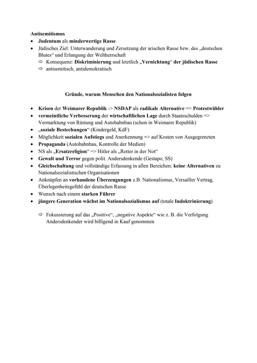 Lernzettel Geschichte Q2.2
NS-Ideologie
Elemente: Nationalismus, Lebensraumtheorie, Völkisches Denken, Führerprinzip,
Antisemitismus, Rassis