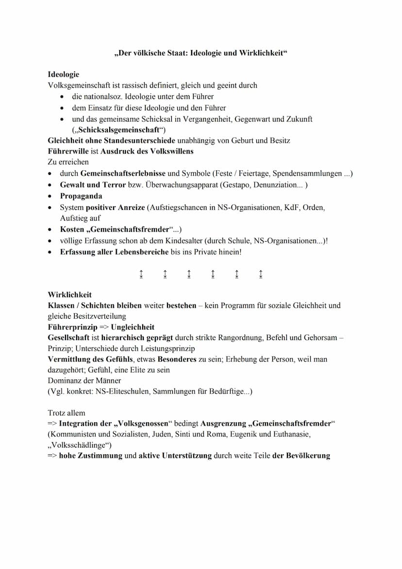 Lernzettel Geschichte Q2.2
NS-Ideologie
Elemente: Nationalismus, Lebensraumtheorie, Völkisches Denken, Führerprinzip,
Antisemitismus, Rassis
