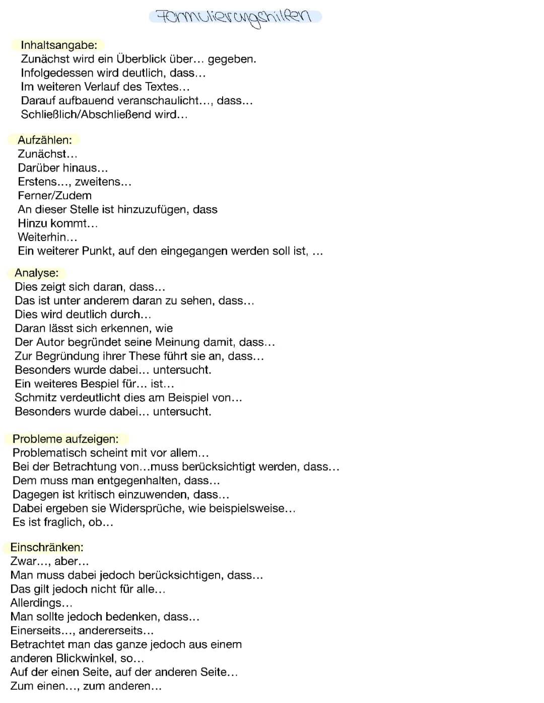 Formulierungshilfen 