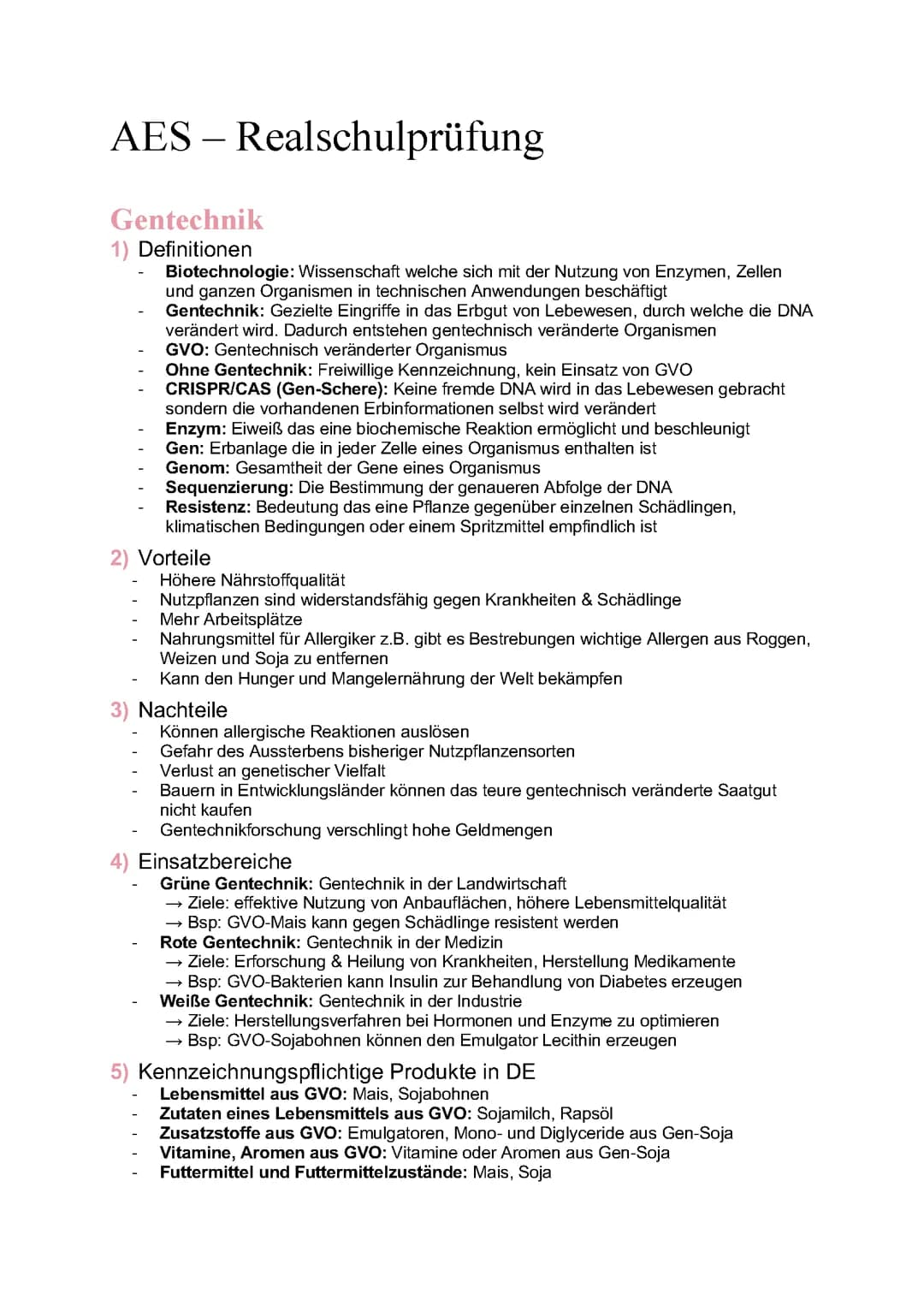 AES Realschulprüfung Zusammenfassung