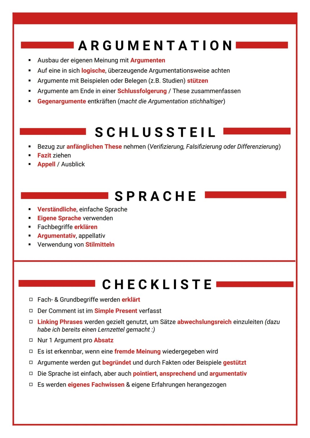 COMMENT
COMMENT
→ Ein Comment ist ein subjektiv wertender Text, in
dem zu einem aktuellen Thema Stellung bezogen wird
mit dem Ziel, die Mein