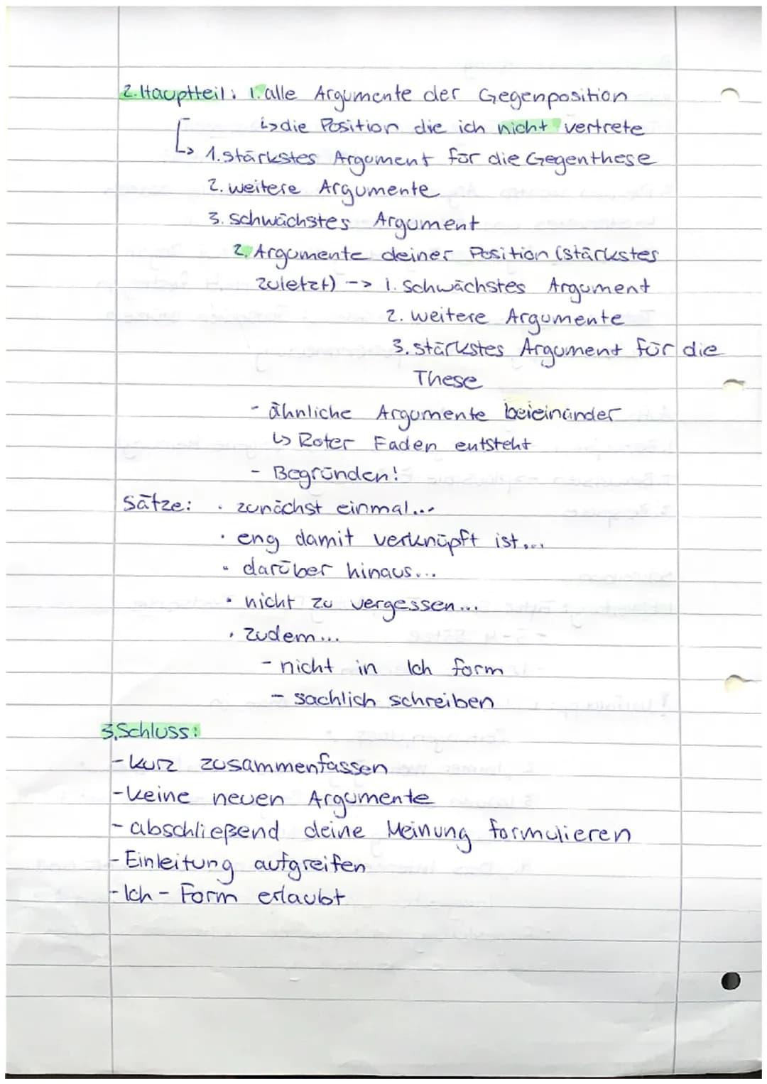 Pro kontra Erörterung
Vorbereitung
1. Text lesen und Frage
lesen
• Position bestimmen.
> Pro oder kontra?
2. Pro und Kontra Argomente in ein