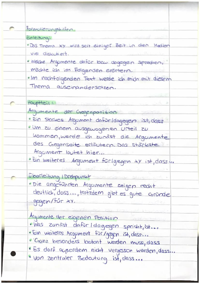 Pro kontra Erörterung
Vorbereitung
1. Text lesen und Frage
lesen
• Position bestimmen.
> Pro oder kontra?
2. Pro und Kontra Argomente in ein