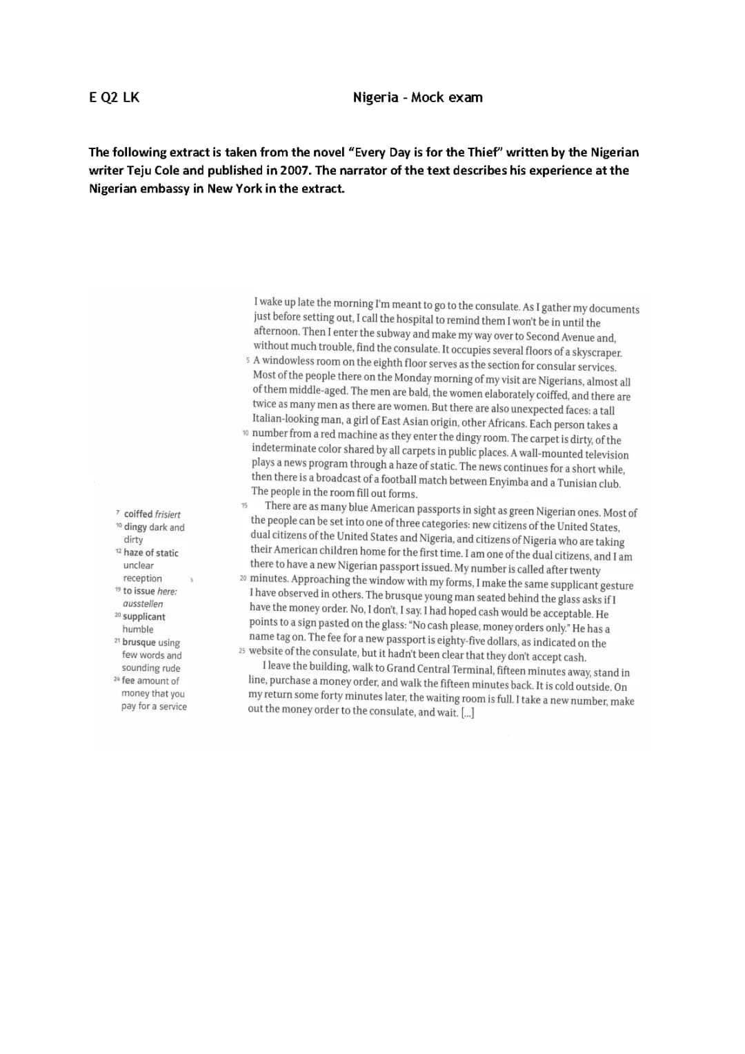 mock exam: Nigeria