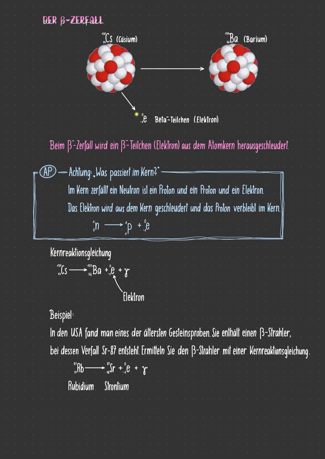 In jedem radioaktiven Körper zerfallenen Atomkerne.
Dabei entstehen letztendlich stabile Kerne. Die Kerne zerfallen jedoch nicht gleichzeili