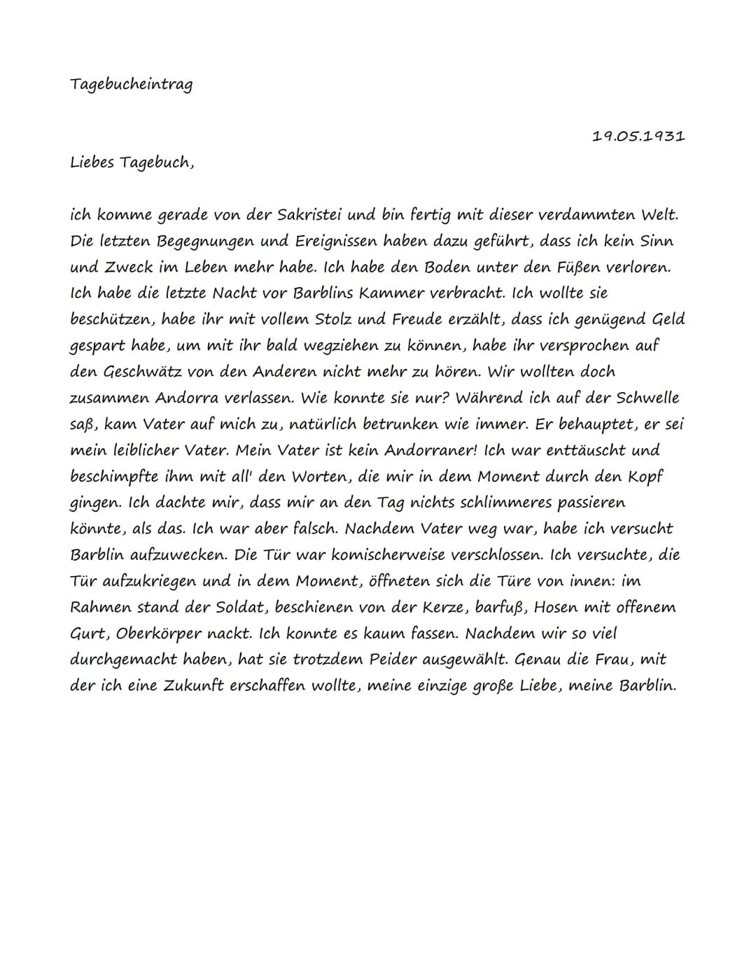 Tagebucheintrag
Liebes Tagebuch,
19.05.1931
ich komme gerade von der Sakristei und bin fertig mit dieser verdammten Welt.
Die letzten Begegn