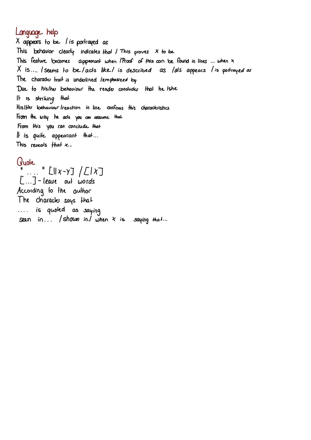 # CHARACTERIZATION

content
- Outward appearence
- characteristics (explicit and implicit)
- name , age , origin, profession
- analyze behav