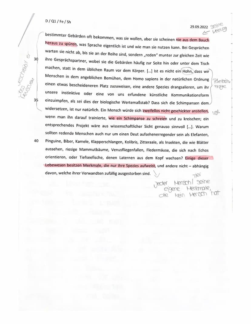 D/Q1/Fe/Sh
Aufgabentyp IIA: Analyse eines Sachtextes
Bearbeitungszeit: 90 Minuten
1. Klausur - 1. Halbjahr ,,Sprache und Spracherwerb"
Aufga