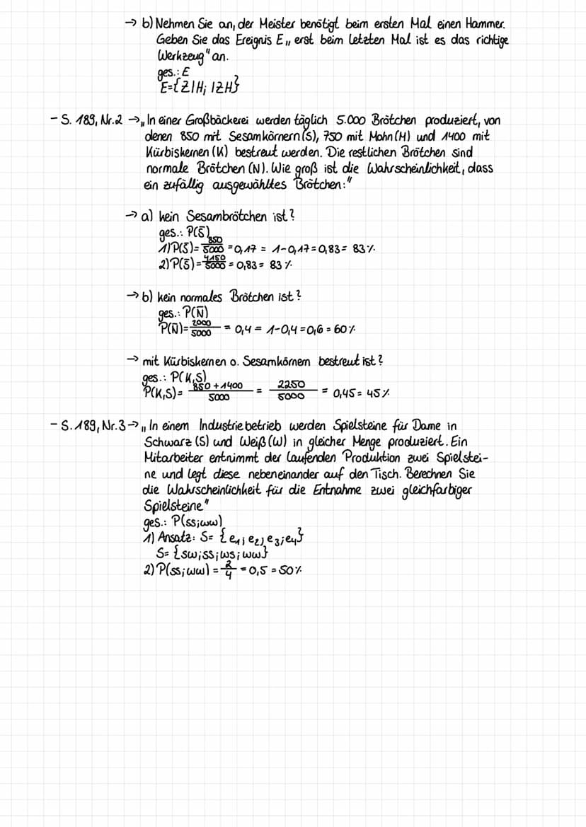Stochastik
Grundbegriffe der Wahrscheinlichkeitsrechnung
- Zufallsexperiment →Vorgang, der (theoretisch) unendlich oft wiederholt
werden kan