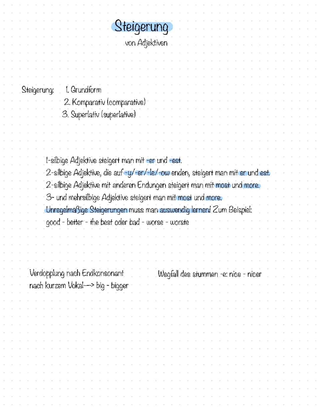 Steigerung von Adjektiven Englisch 