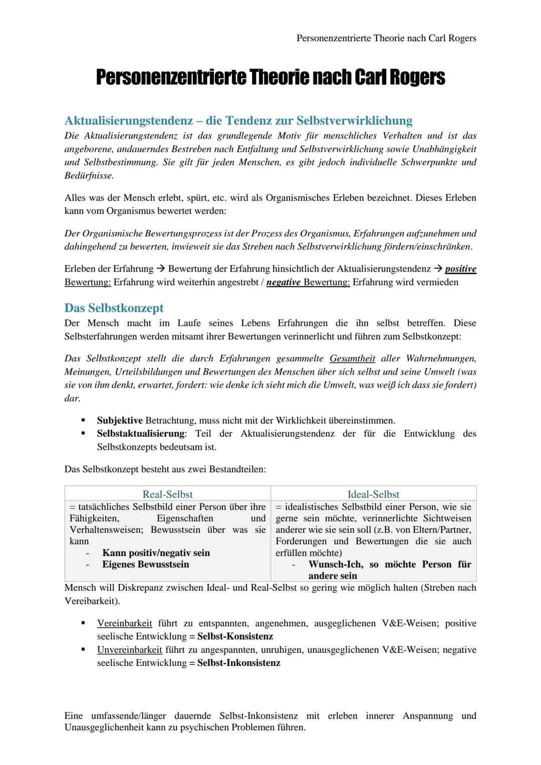 Aktualisierungstendenz - die Tendenz zur Selbstverwirklichung
Die Aktualisierungstendenz ist das grundlegende Motiv für menschliches Verhalt