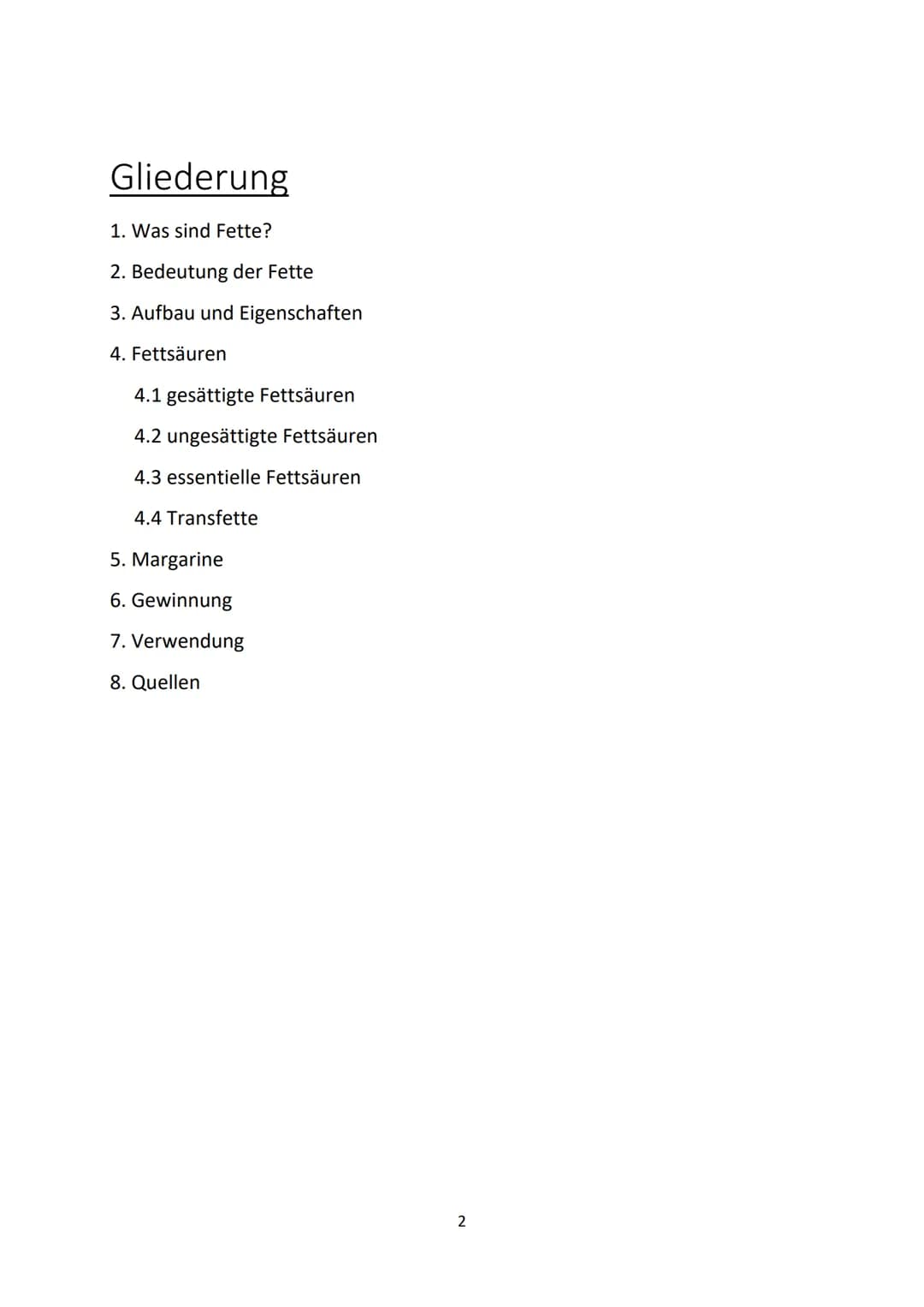 Handout: Fette
1. Was sind Fette?
- Ester aus Glycerin und drei verschiedenen Monocarbonsäuren (Fettsäuren)
- Einteilung in: pflanzliche und