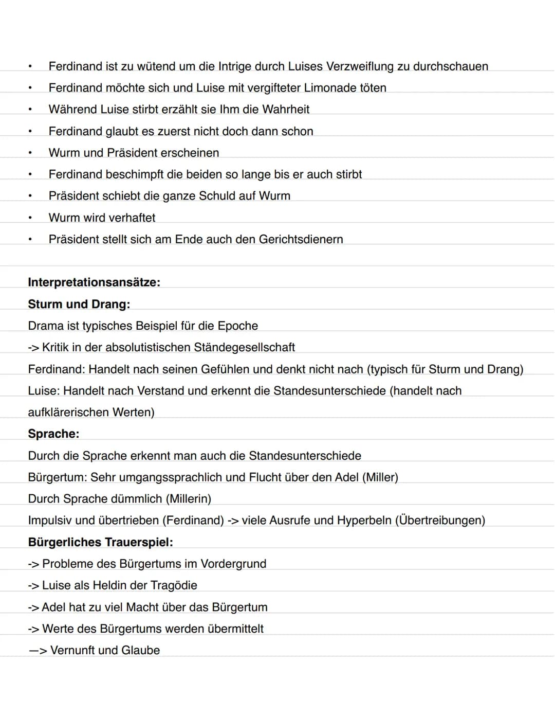 Kabale und Liebe
Zusammenfassung:
Bürgerliches Trauerspiel (Form des Dramas) von Friedrich Schiller
Uraufführung: 1784
Epoche: Sturm und Dra