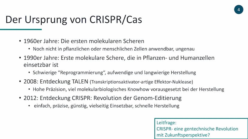 Ich stelle euch heute die revolutionäre Methode der Genom-Editierung CRISPR/Cas9
vor. Am Ende dieses Vortrages werdet ihr ungefähr wissen wi