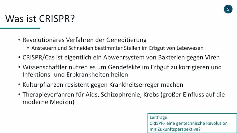 Ich stelle euch heute die revolutionäre Methode der Genom-Editierung CRISPR/Cas9
vor. Am Ende dieses Vortrages werdet ihr ungefähr wissen wi