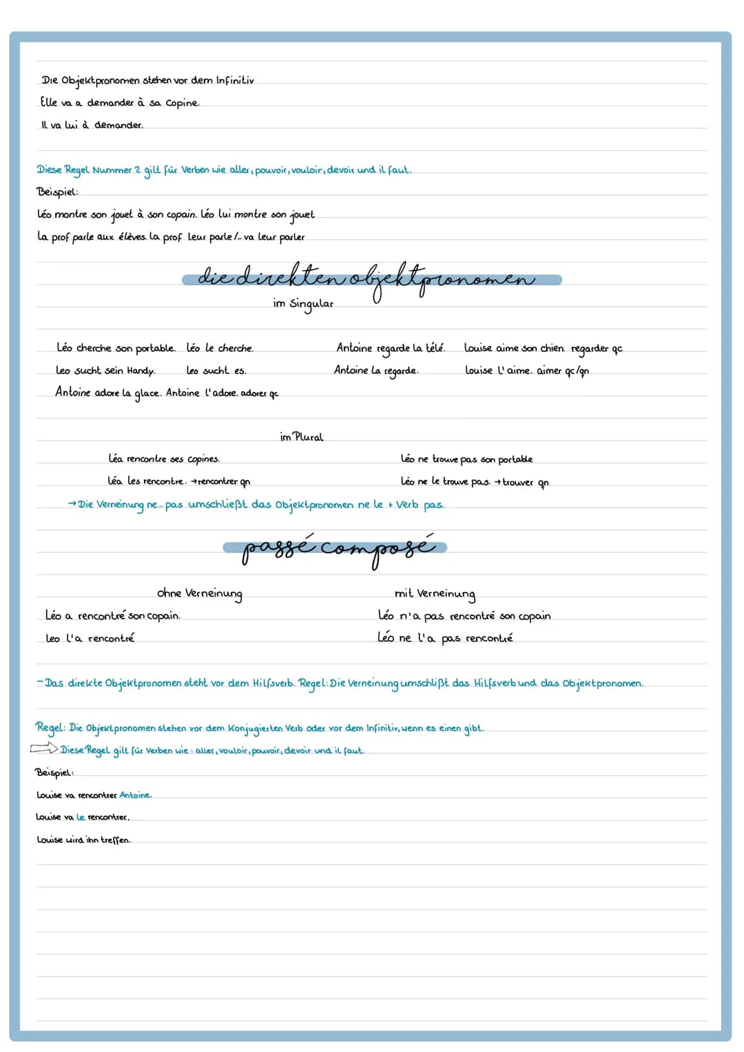 -OBJEKTPRONOMEN.
direktes Objektpronomen
Wen oder was?
Elle te cherche. Sie sucht dich.
1. Person singular me
2. Person singular te
3. Perso