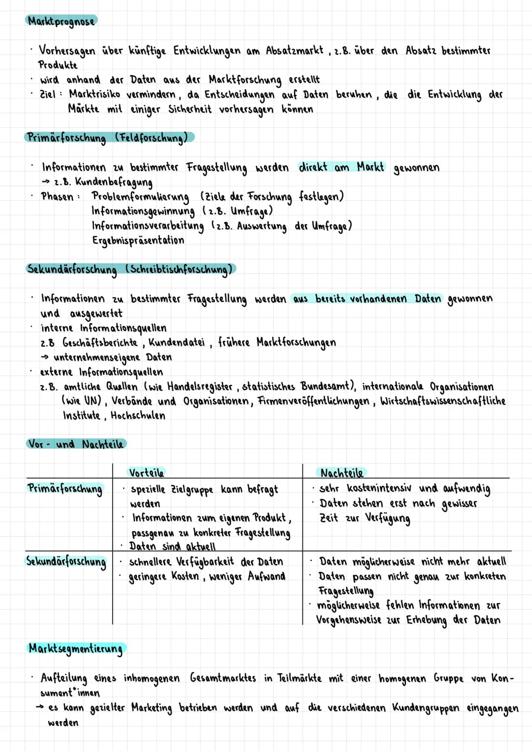 Lernzettel Marketing
Definition
Konzeption, bei der alle Aktivitäten eines Unternehmens konsequent auf die Erfüllung der Kunden-
bedürfnisse