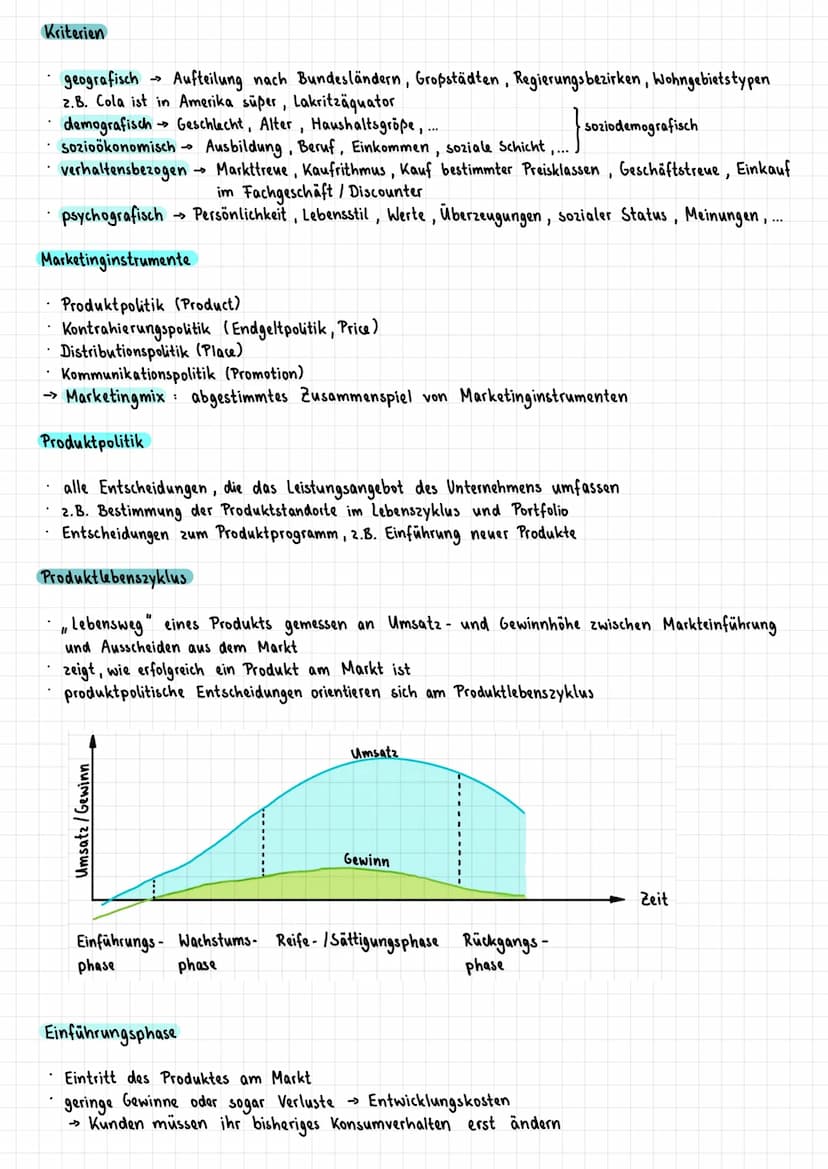 Lernzettel Marketing
Definition
Konzeption, bei der alle Aktivitäten eines Unternehmens konsequent auf die Erfüllung der Kunden-
bedürfnisse