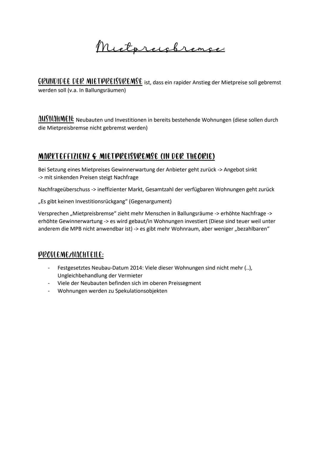 Mietpreisbremser
GRUNDIDEE DER MIETPREISBREMSE ist, dass ein rapider Anstieg der Mietpreise soll gebremst
werden soll (v.a. In Ballungsräume