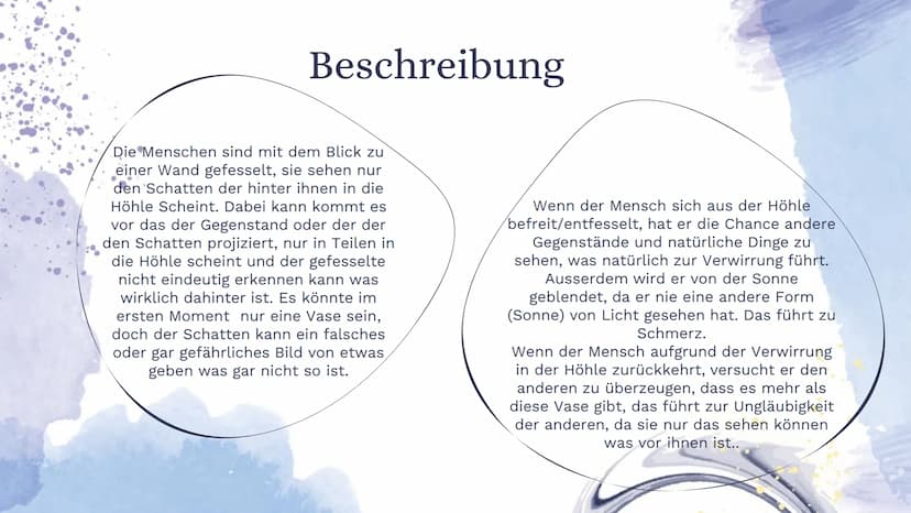 Das Höhlengleichnis
PL EF SX Einleitung
Sokrates Schüler, Platon, fragte
nach dem Ding selbst, er suchte
den Ursprung der Dinge, die Ideen.

