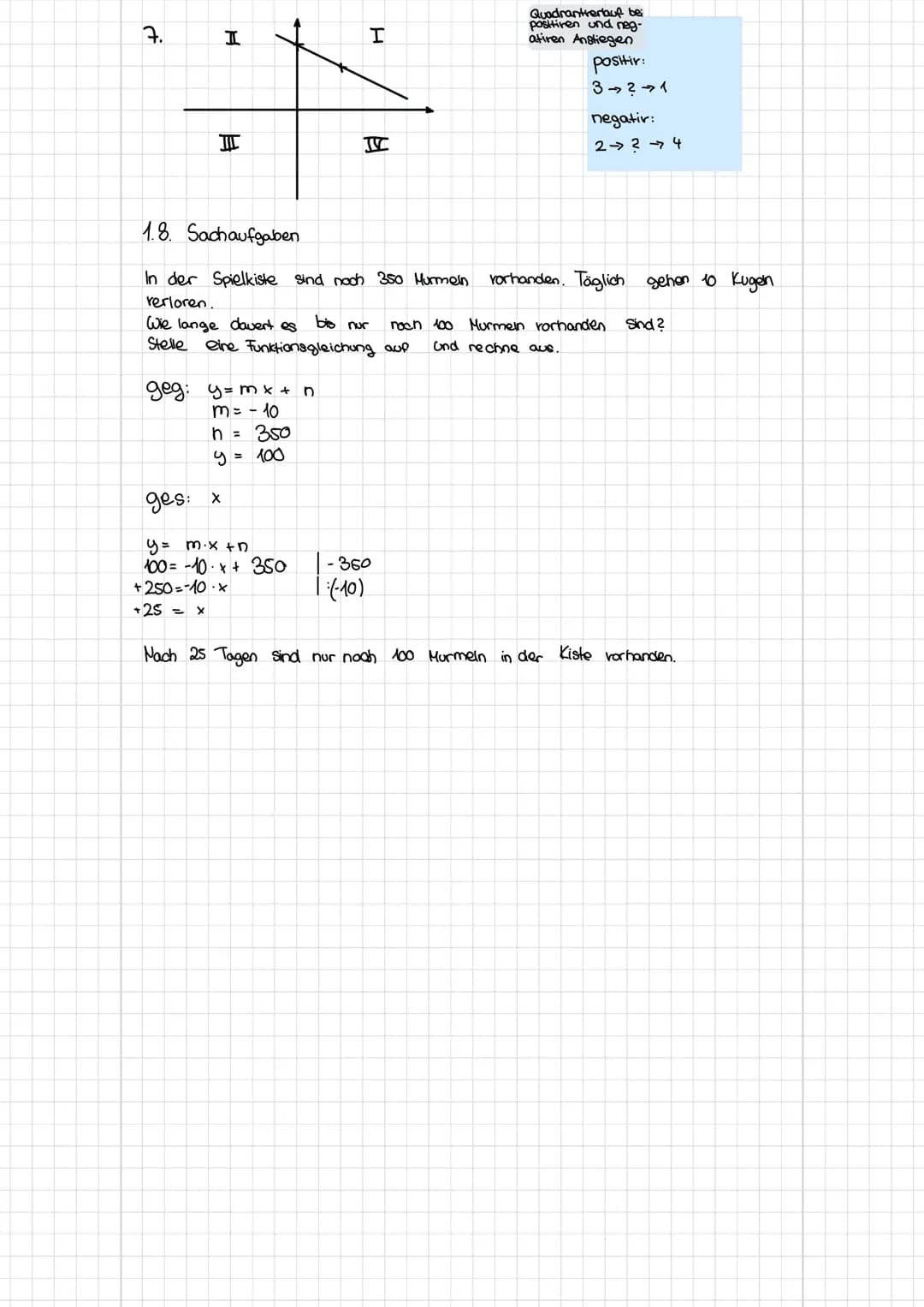 1. Lineare Funktionen
- alle Wertepaare liegen auf einer Gerade
Rechenrorschrift:
y = m. x
Sonderfall einer proportionalen Zuordung
1.1. Pro