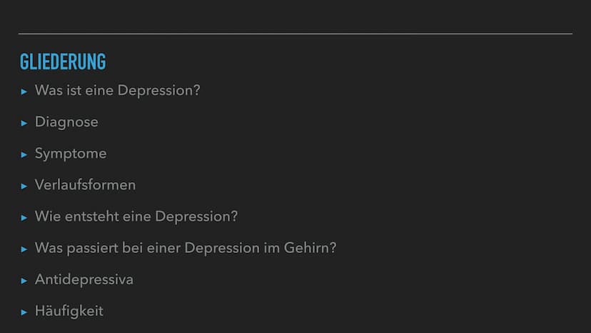 Depressionen
• ernste Erkrankung
•Hauptsymptome:
Gedrückte Stimmung, Interessen- & Freudlosigkeit, Antriebsmangel bzw. erhöhte Ermüdbarkeit

