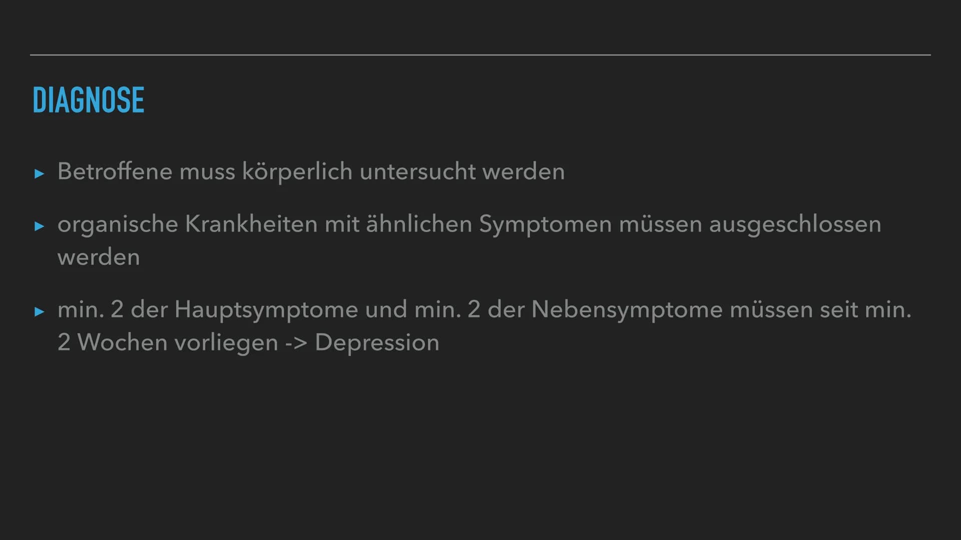 Depressionen
• ernste Erkrankung
•Hauptsymptome:
Gedrückte Stimmung, Interessen- & Freudlosigkeit, Antriebsmangel bzw. erhöhte Ermüdbarkeit
