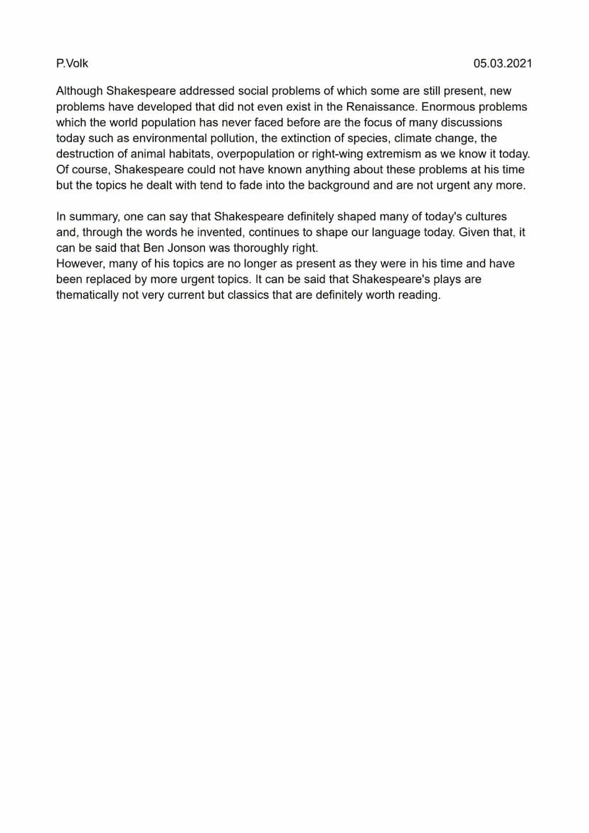 P.Volk
Discussion - "not of an age but for all time"
Task 9
05.03.2021
Society has developed extremely rapidly over the past hundred years. 