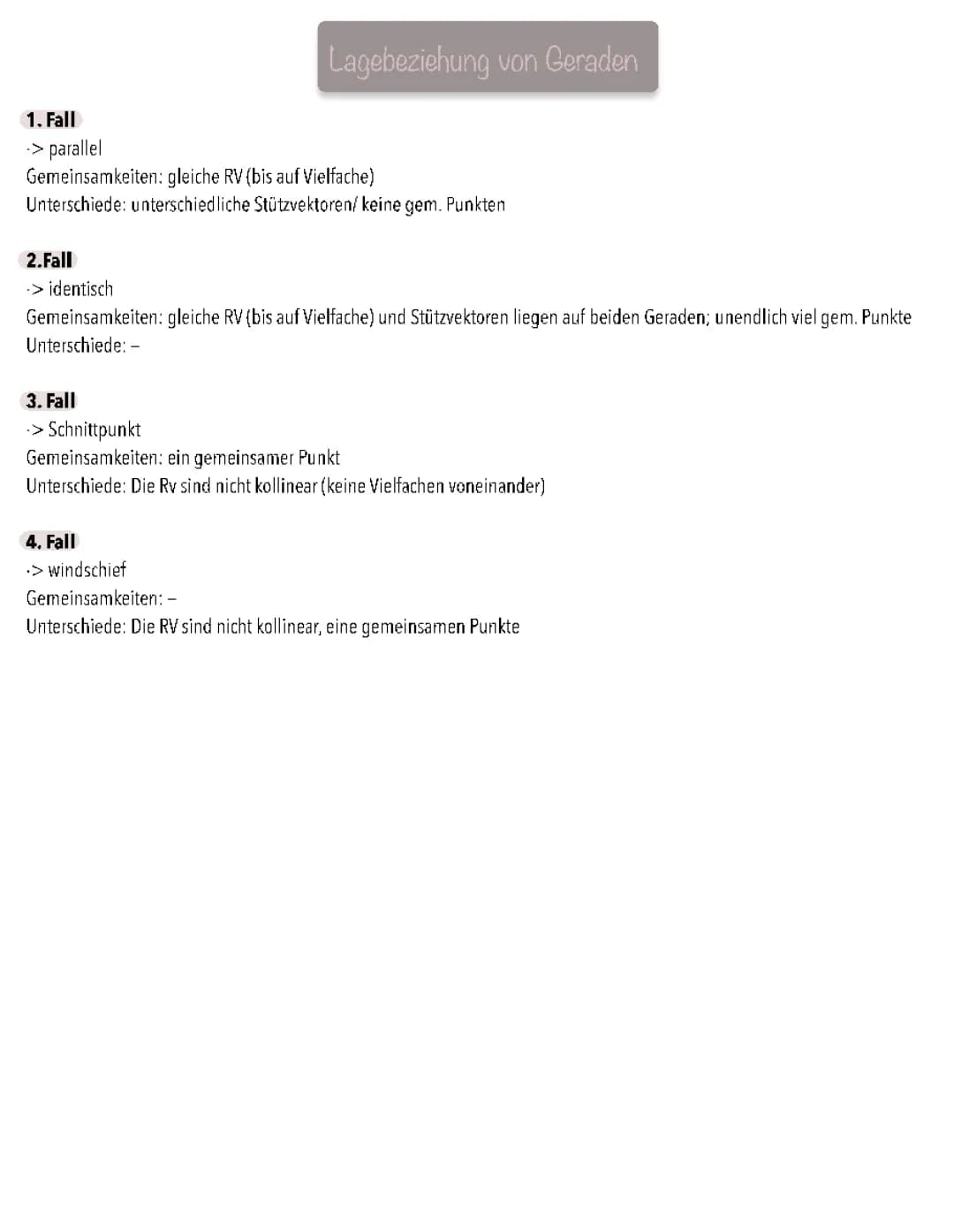 Lagebeziehung von Geraden 