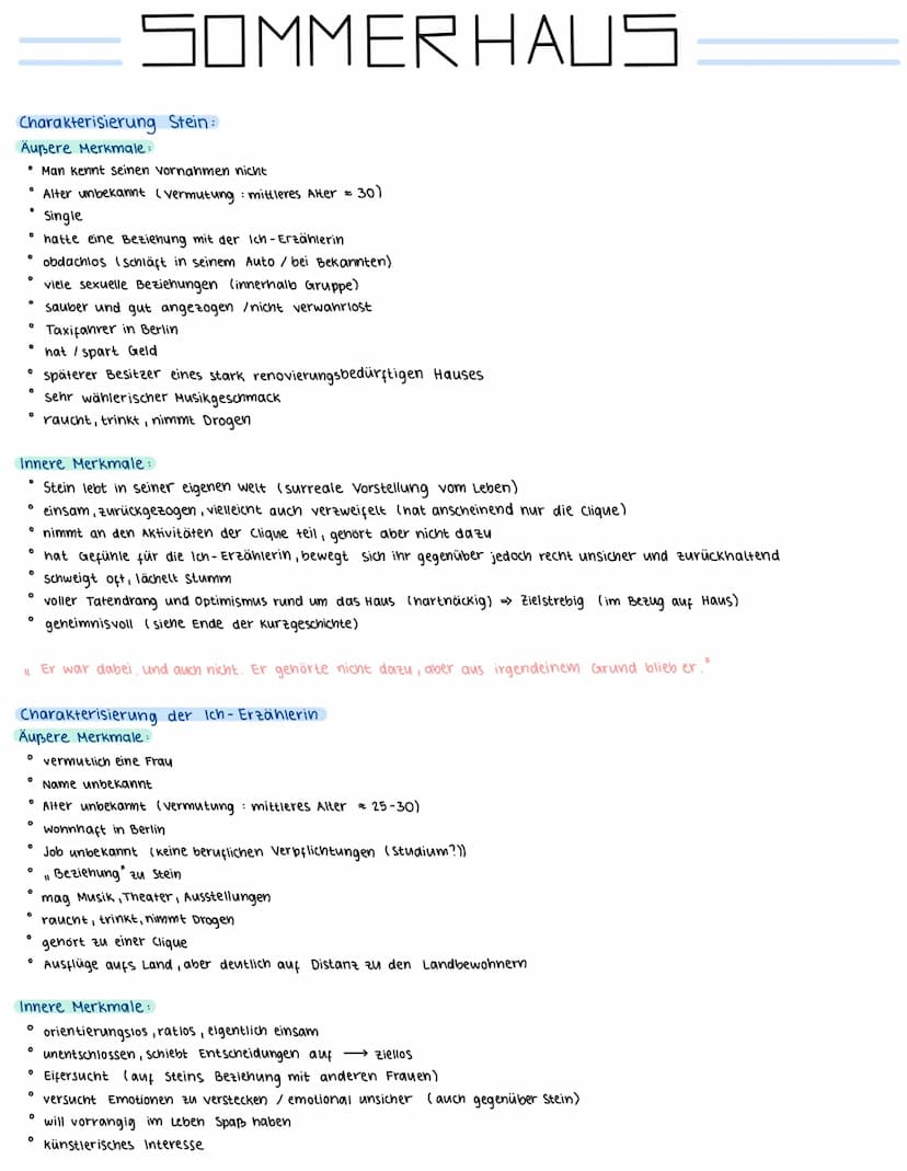 Sommerhaus
Ablauf
Zeitsprünge
charakterisierung.
Beziehungen zueinander HANDLUNG DER KURZGESCHICHTE
PHASE 1 -Zeile 32-63 // 3 wochen in der 