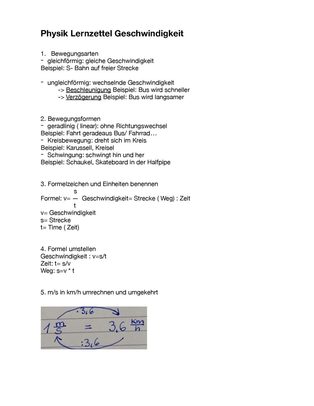 Physik Geschwindigkeit