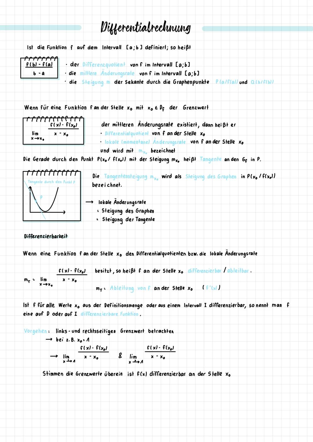 # Differentialrechnung

Ist die Funktion f auf dem Intervall [a,b] definiert; so heißt

$
\frac{f(b)-f(a)}{b-a}
$

- der Differenzquolient v