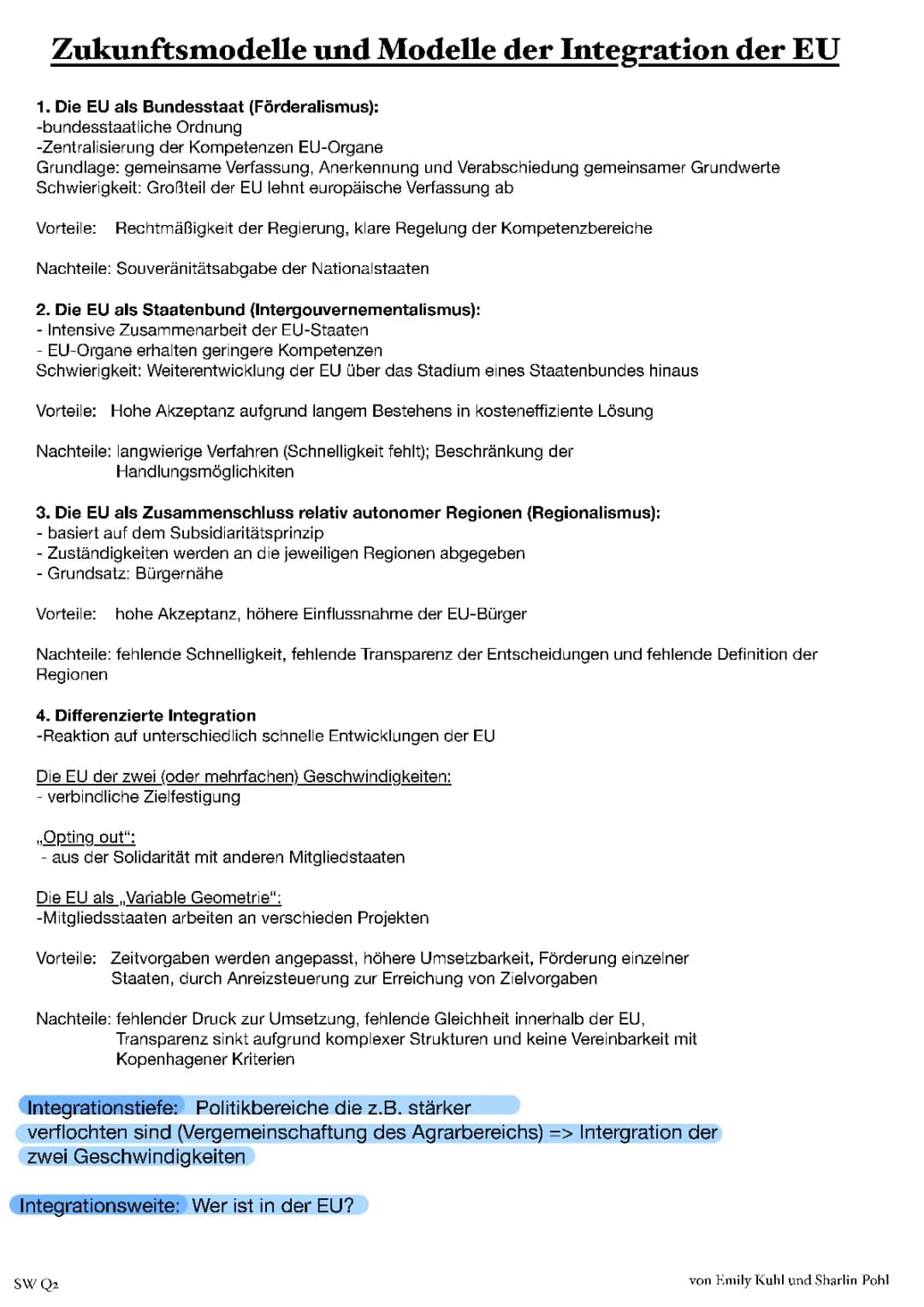 Integrationsmodelle und Zukunft der EU: Überblick und Perspektiven