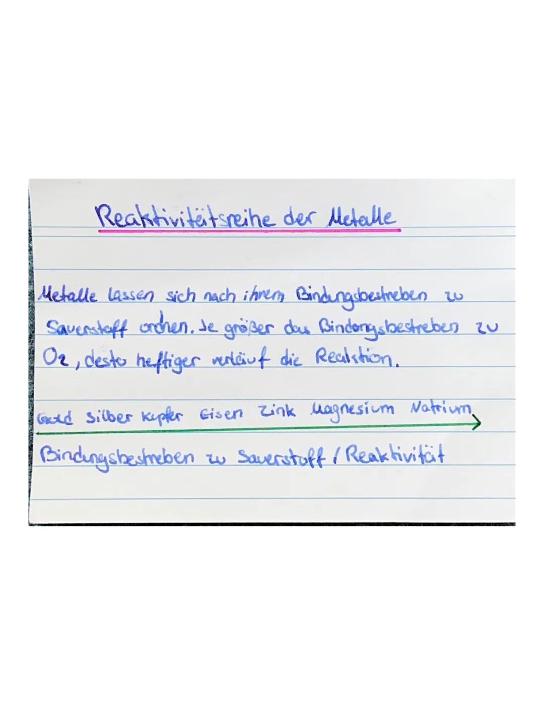 Oxidationsreihe und Redoxreihe der Metalle - Einfach erklärt!