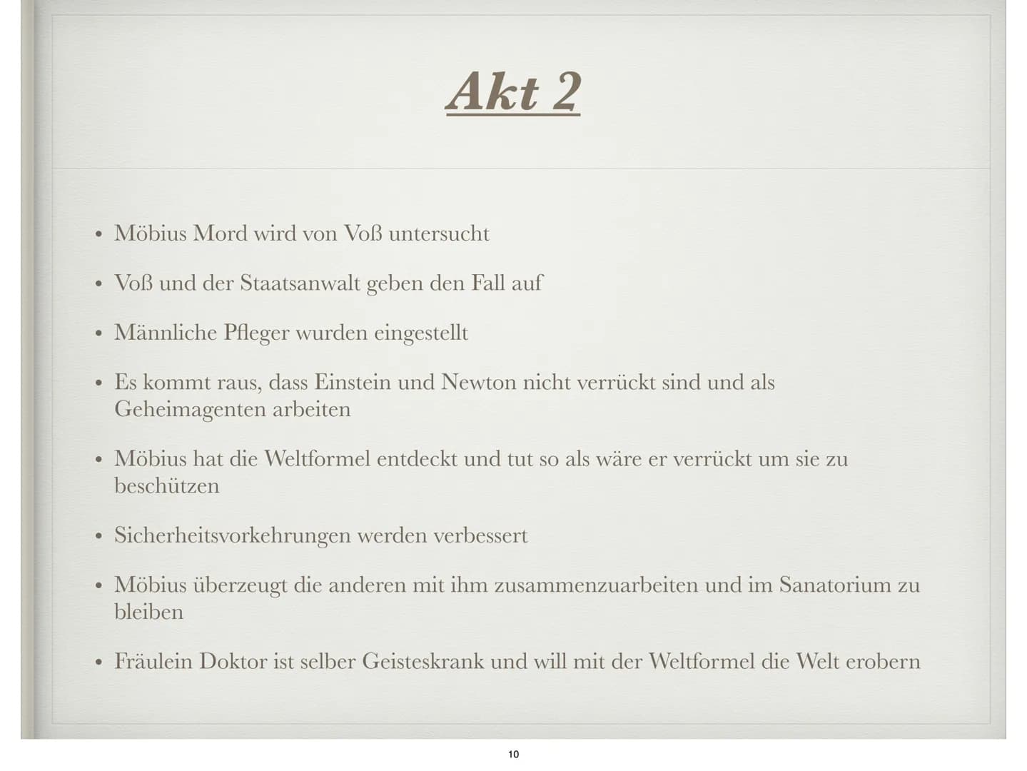 DIE PHYSIKER
Von Friedrich Dürrenmatt ●
●
●
●
●
●
●
Autor
Informationen zum Buch
Figuren
Hauptfiguren
Akt 1
Akt 2
Fazit
Gliederung
Quellen
2