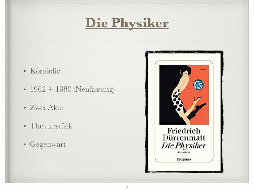 DIE PHYSIKER
Von Friedrich Dürrenmatt ●
●
●
●
●
●
●
Autor
Informationen zum Buch
Figuren
Hauptfiguren
Akt 1
Akt 2
Fazit
Gliederung
Quellen
2
