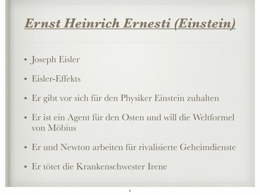 DIE PHYSIKER
Von Friedrich Dürrenmatt ●
●
●
●
●
●
●
Autor
Informationen zum Buch
Figuren
Hauptfiguren
Akt 1
Akt 2
Fazit
Gliederung
Quellen
2