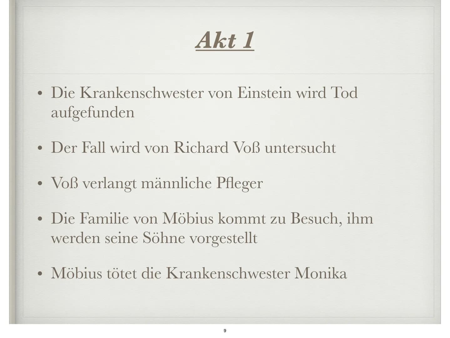 DIE PHYSIKER
Von Friedrich Dürrenmatt ●
●
●
●
●
●
●
Autor
Informationen zum Buch
Figuren
Hauptfiguren
Akt 1
Akt 2
Fazit
Gliederung
Quellen
2