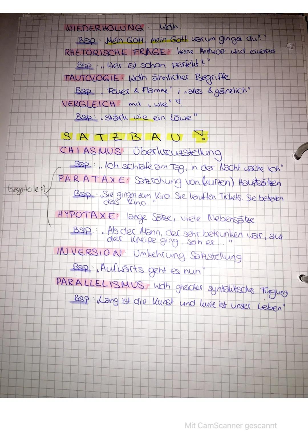 - Rhetorische Mittel
- ALLITERATION Mehrere Wörter hintereinander
  beginnen mit dem selben Bustaben
- Bsp... Wir wollen weit weg
- ANAPHER: