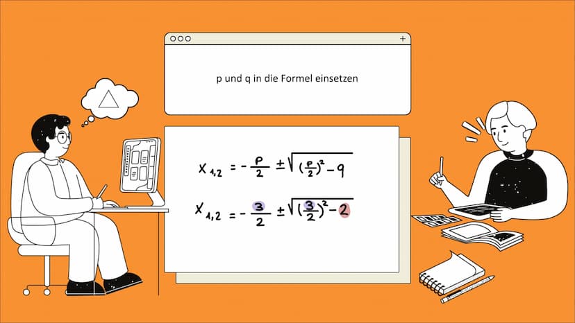 000
Die pq- Formel
+
Wozu verwendet man die PQ-
Formel?
Die PQ-Formel wird angewendet um
quadratische Gleichungen zu lösen.
Mit ihr sind die