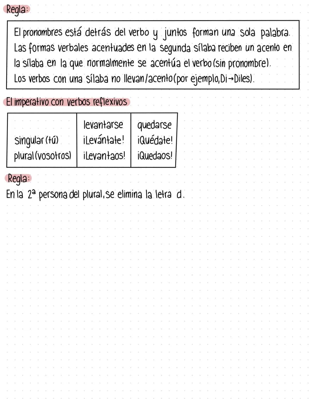 EL IMPERATIVO CON PRONOMBRES
Los pronombres:
el pronombre
personal
Ej..yo soy"
yo
tú
el pronombre
reflexivo
el/ella/usted
nosotros
vosotros
