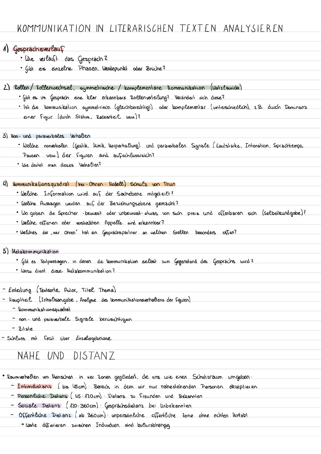 # KOMMUNIKATION IN LITERARISCHEN TEXTEN ANALYSIEREN

1) Gesprächsverlauf

• Wie verläuft das Gespräch?

• Gibt es einzelne Phasen. Wendepunk