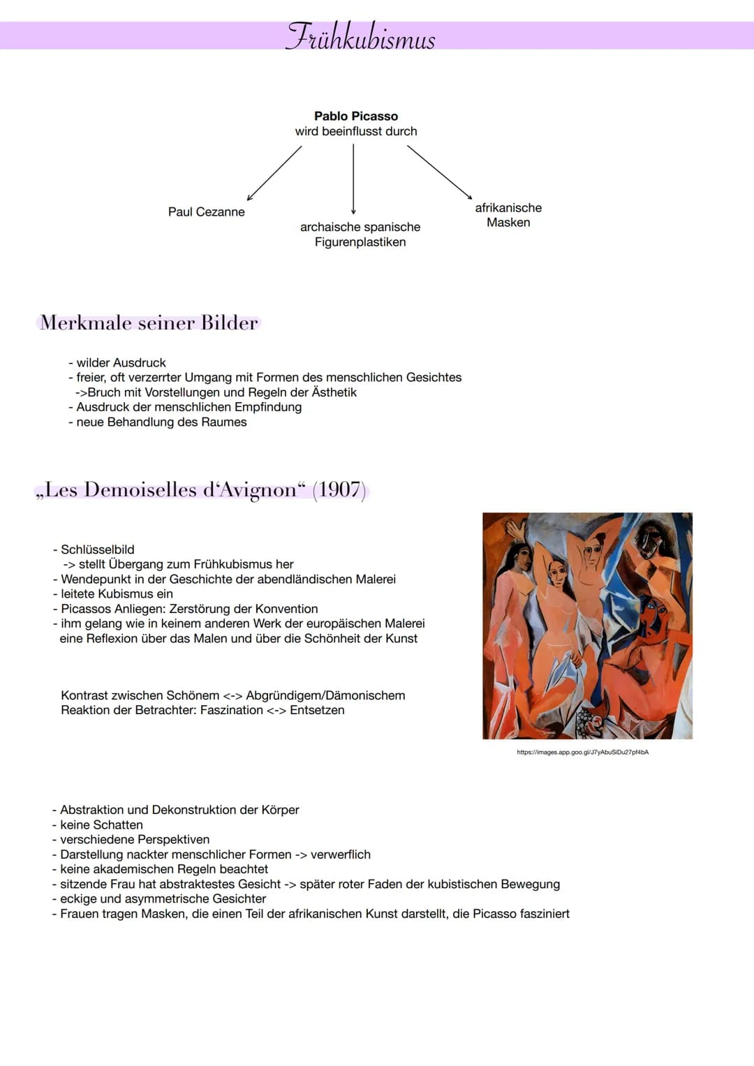 Definition
Kubismus
= Bewegung der modernen Kunst (besonders der Malerei)
- von ca. 1906 (Paris) -> 1914 Höhepunkt -> bis ca. 1920
- ,,cubus