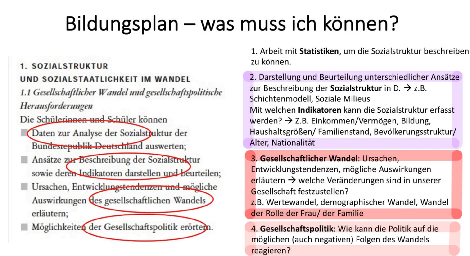 Sozialstaat
Abitur ✓ Gerechtigkeitsbegriff/ Soziale Gerechtigkeit
No
✓ • Wertewandel
✓
●
Armut
●
Demographischer Wandel
Modelle Sozialstrukt