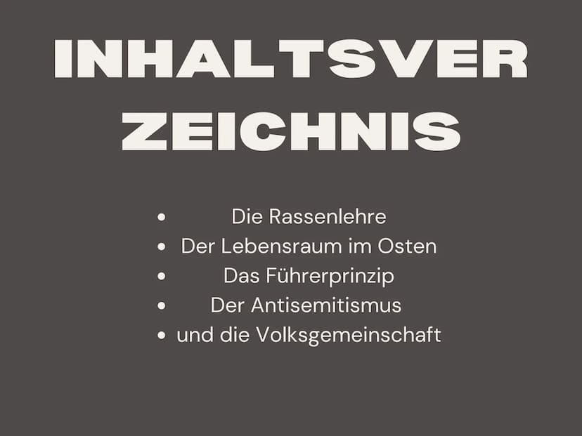 ZENTRA
0
MELISA BRAKU
NS-
IDEOLOGIE
HITLER'S WEG ZUM ERFOLG
A-274017 INHALTSVER
ZEICHNIS
Die Rassenlehre
• Der Lebensraum im Osten
Das Führe