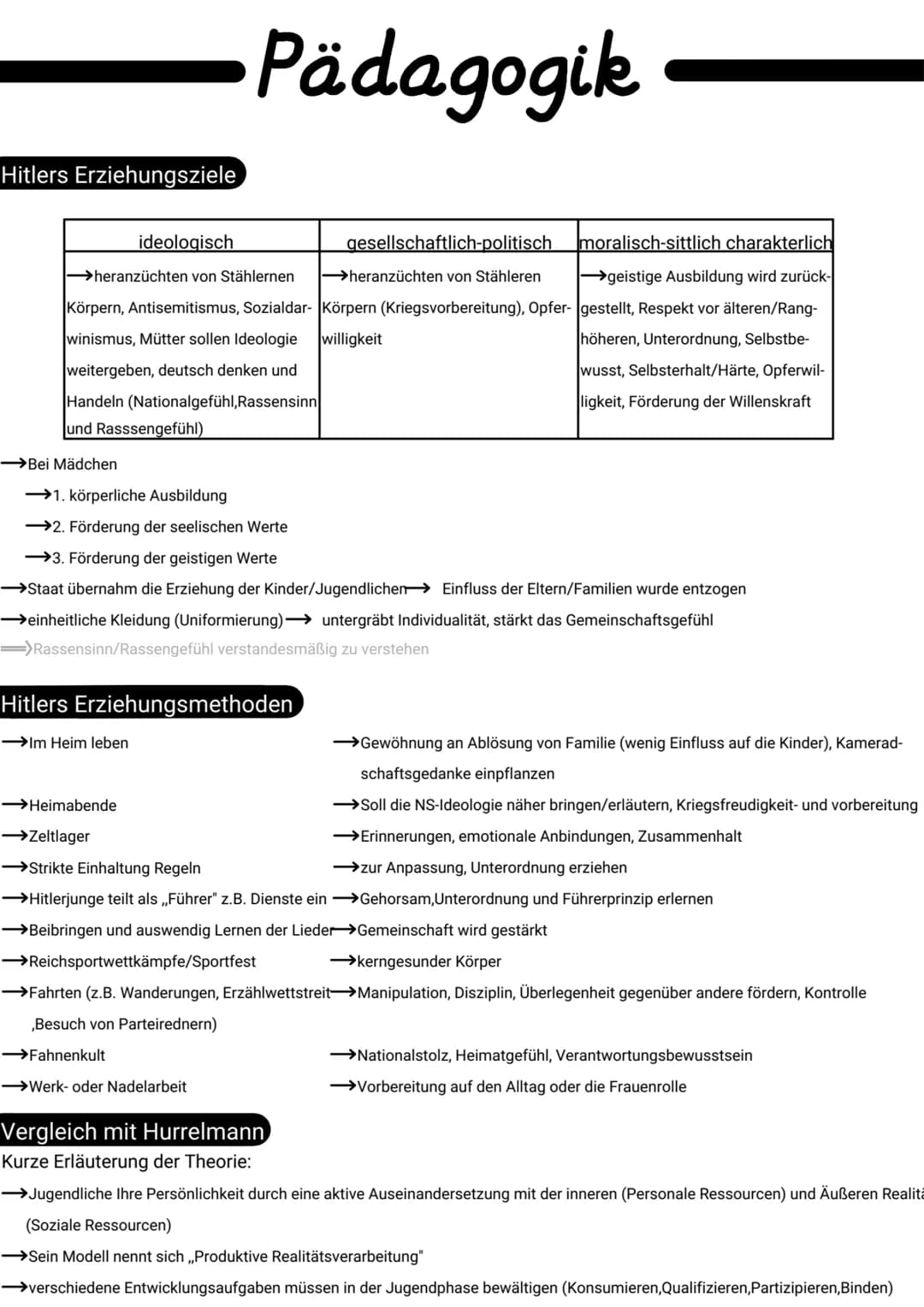 Hitlers Erziehungsziele
ideologisch
gesellschaftlich-politisch
➡heranzüchten von Stählernen
heranzüchten von Stähleren
Körpern, Antisemitism