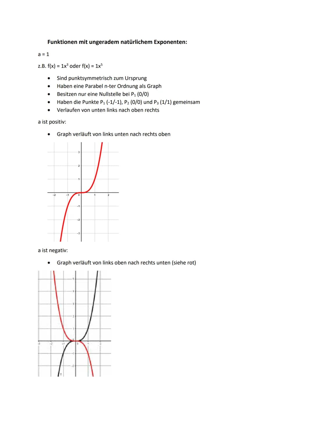 Potenzfunktionen
Definition:
Potenzfunktionen werden Funktionen der Form f(x) = ax" für beliebige reelle Zahlen a und n
genannt.
Potenzfunkt